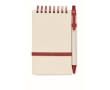 Notepad & matching pen made from recycled milk cartons, A6 colour red