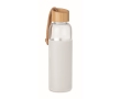Glass drinking bottle, silicone cover, bamboo closure, 500 ml colour white