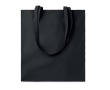 Coloured eco-cotton tote bag with long handles, 180 g/m2 colour black