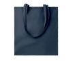 Coloured eco-cotton tote bag with long handles, 180 g/m2 colour navy-blue