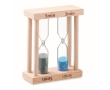 Hourglass with 2 different time displays, 3 and 5 minutes colour wood