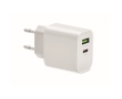 Fast charging EU charger with Type-A and Type-C port colour white
