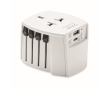 Universal travel adapter with USB Type-C and Type-A ports colour white