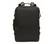 Recycled multi-compartment travel backpack made from polyester colour black