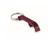 Bottle opener keyring made from recycled aluminium colour burgundy