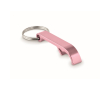 Bottle opener keyring made from recycled aluminium colour pink
