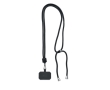 Tubular lanyard made of RPET for carrying your phone colour black