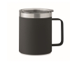 Recycled stainless steel leakproof mug with lid, 300ml colour black