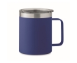 Recycled stainless steel leakproof mug with lid, 300ml colour blue