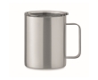 Recycled stainless steel leakproof mug with lid, 300ml colour matt silver