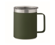 Recycled stainless steel leakproof mug with lid, 300ml colour dark green