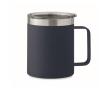 Recycled stainless steel leakproof mug with lid, 300ml colour navy-blue