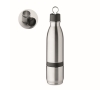 Thermal bottle with glass and hinged lid, 500 ml colour matt silver