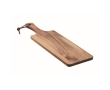 Serving board made of acacia wood with handle and PU cord colour wood