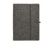 Folder made of RPET felt with pad and A4 pen holder colour dark grey