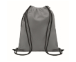 Drawstring bag with thick drawstring and zip pocket, made of RPET colour grey