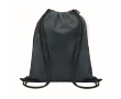 Drawstring bag with thick drawstring and zip pocket, made of RPET colour navy-blue