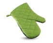 Practical cotton oven glove with a rubberized side colour green