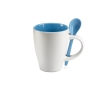 Cup with selectable interior colour and matching spoon colour blue