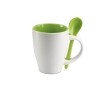 Cup with selectable interior colour and matching spoon colour green