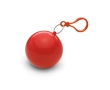Transparent rain poncho in a plastic ball with a carabiner colour red