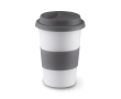 Travel ceramic mug with silicone band and lid, 400 ml colour grey
