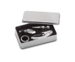 Wine set with waiter's knife, cap, pourer and wine collar colour matt silver