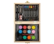 Painting box set with watercolours and coloured pencils colour wood