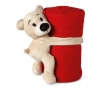 Fleece blanket with a teddy bear for children colour red