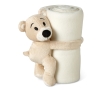 Fleece blanket with a teddy bear for children colour white