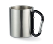 Double-walled stainless steel mug with carabiner handle, 220 ml colour black