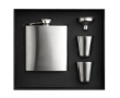 Set of hip flask, 2 shot glasses and funnel colour matt silver