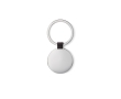 Round shiny nickel keyring colour black