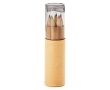 6 coloured pencils in a box and sharpener in the lid colour transparent grey
