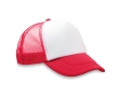 Cap with white front panel & 4 mesh panels colour red
