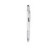 Multifunctional ballpoint pen with mini spirit level colour matt silver