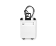 Plastic trolley shaped luggage tag with an address field colour white