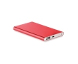 Flat power bank made of aluminium, 4,000 mAh colour red