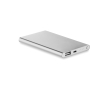 Flat power bank made of aluminium, 4,000 mAh colour matt silver