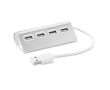 USB hub, aluminium with 4 x USB 2.0 ports, cable length 14.5 cm colour matt silver