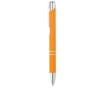 Metal ballpoint pen with rubberized surface and blue ink colour orange