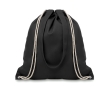 Drawstring bag made of coloured canvas with long handles colour black