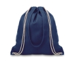 Drawstring bag made of coloured canvas with long handles colour blue