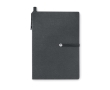 Notebook, ballpoint pen and post-it notes set colour black