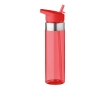Transparent Tritan bottle with mouthpiece and straw, 650 ml colour transparent red