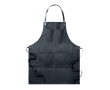Waxed canvas apron, with pockets and leather strap for cooking colour black