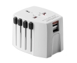 Skross brand travel plug with USB ports for worldwide travel colour white