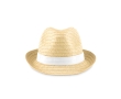 Paper straw hat, with a coloured polyester band colour white
