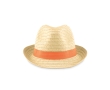 Paper straw hat, with a coloured polyester band colour orange