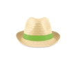 Paper straw hat, with a coloured polyester band colour lime